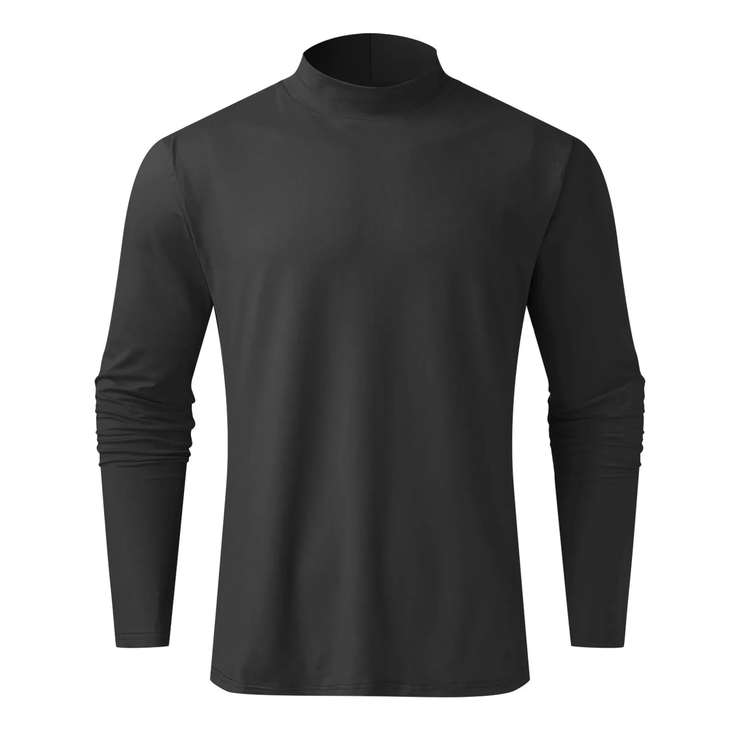 Mens High Neck Slim Fit Long Sleeve T-shirt